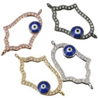 Brass Connector, Evil Eye Hamsa, plated, micro pave cubic zirconia & enamel & 1/1 loop Approx 1mm 