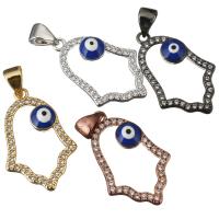 laiton Pendentif, Mal Hamsa yeux, Placage, pavé de micro zircon & émail, plus de couleurs à choisir Environ Vendu par PC