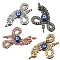 Brass Connector, plated, evil eye pattern & micro pave cubic zirconia & enamel & 1/1 loop Approx 1mm 