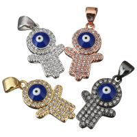 laiton Pendentif, Mal Hamsa yeux, Placage, pavé de micro zircon & émail, plus de couleurs à choisir Environ Vendu par PC