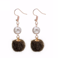 Zinc Alloy Drop Earring, with Marten Hair & Plastic Pearl, rose gold color plated, for woman 