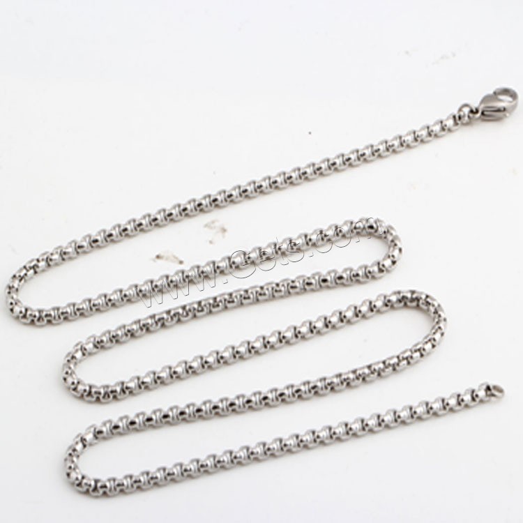 Stainless Steel Chain Necklace, plated, different length for choice & Unisex & box chain, 3mm, Sold By Strand