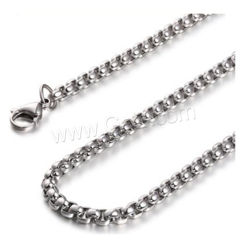 Stainless Steel Chain Necklace, plated, different length for choice & Unisex & box chain, 3mm, Sold By Strand