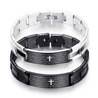 acier inoxydable bracelet, Placage, avec le motif de lettre & pour homme, plus de couleurs à choisir, 3mm, 9mm Environ 7.8 pouce, Vendu par brin