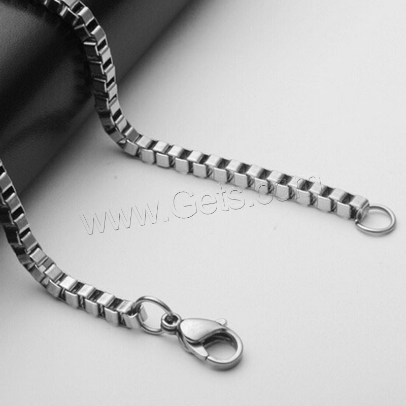 Stainless Steel Chain Necklace, different size for choice & box chain & for man, Sold By Strand