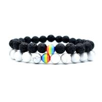 Magnesit Armband-Set, mit Abrazine Stein & Lava, verschiedenen Materialien für die Wahl & unisex, 8mm, Länge:ca. 7 ZollInch, 2SträngeStrang/Menge, verkauft von Menge