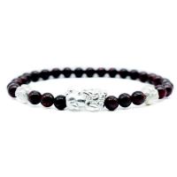 Natural Garnet Bracelet, with 925 Sterling Silver, Mythical Wild Animal, platinum plated, Unisex, 6mm Approx 7 Inch 