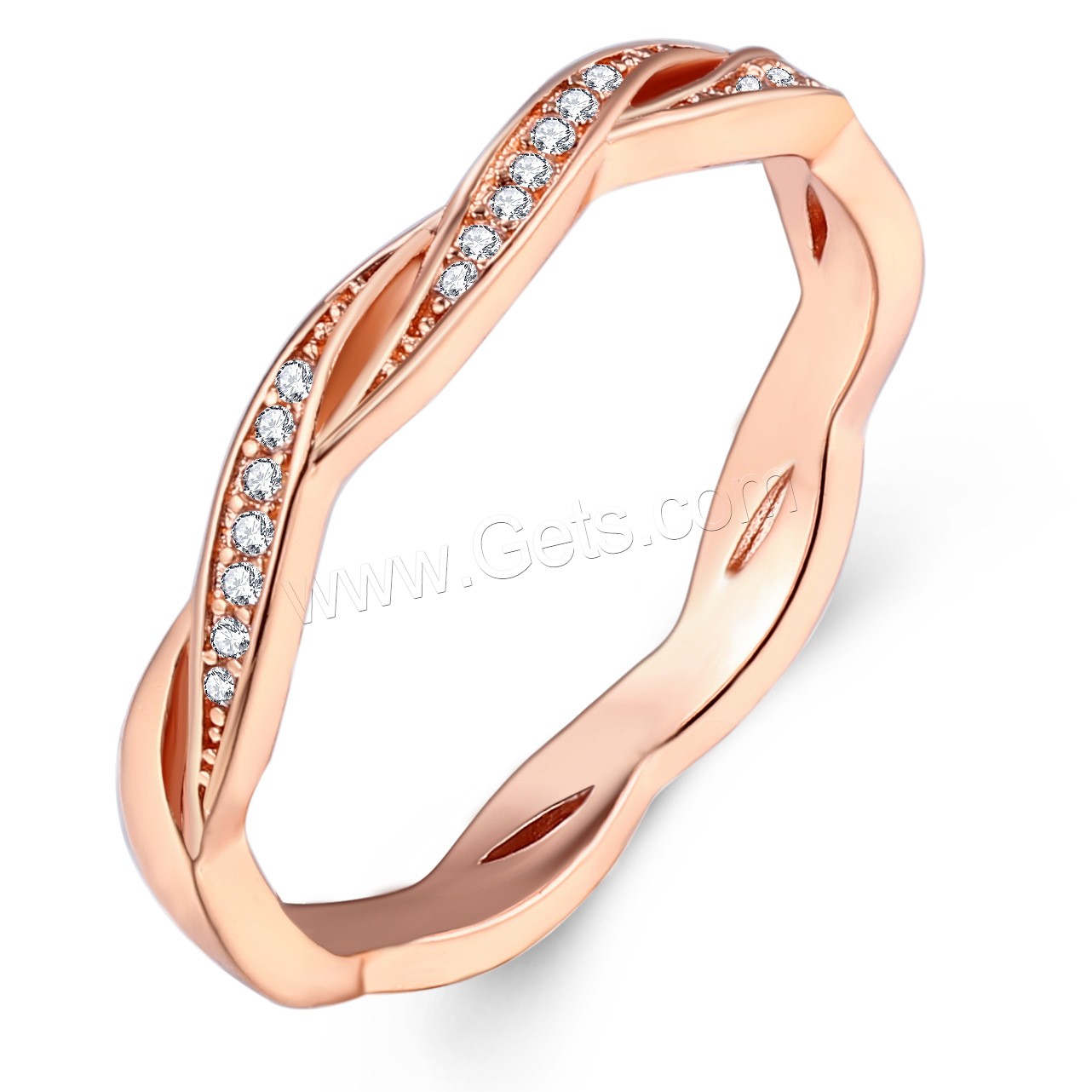 Zinc Alloy Finger Ring, rose gold color plated, different size for choice & micro pave cubic zirconia & for woman, Sold By PC