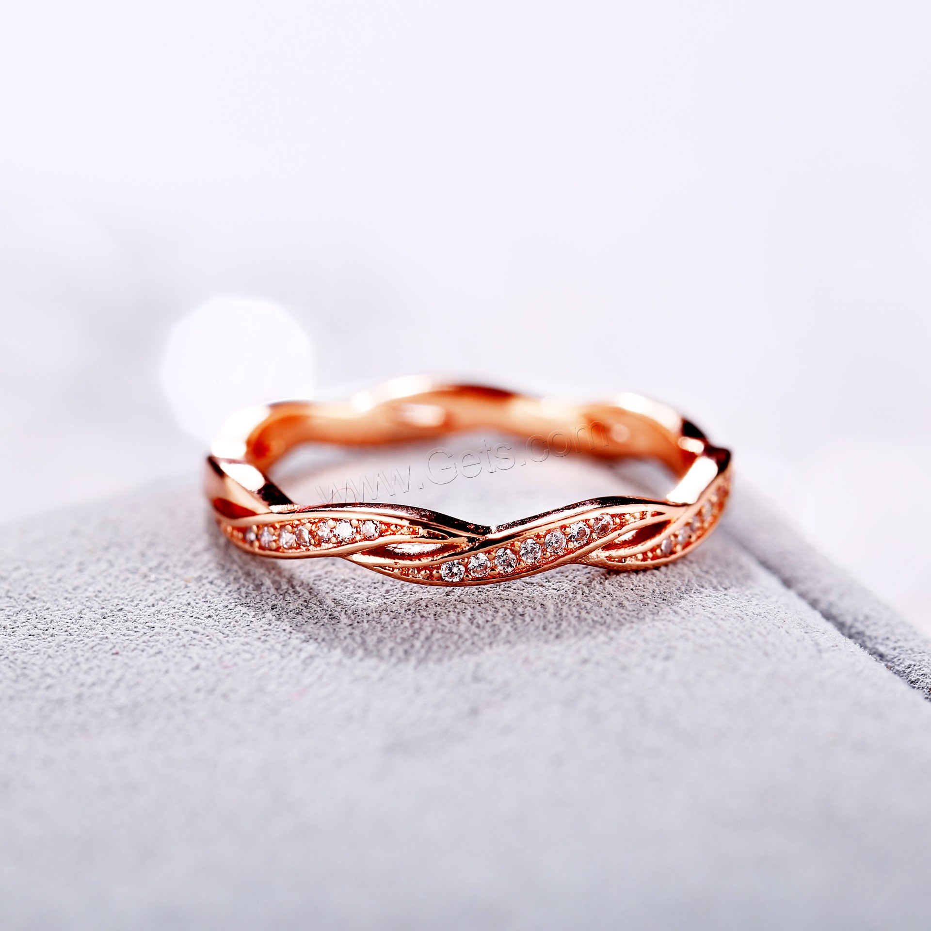 Zinc Alloy Finger Ring, rose gold color plated, different size for choice & micro pave cubic zirconia & for woman, Sold By PC