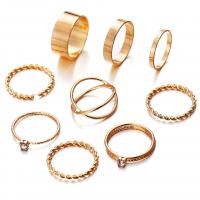 Zink-Legierung Ring Set, Zinklegierung, plattiert, Mischringgröße & für Frau & mit Strass, keine, Größe:4.5-7.5, 9PCs/Menge, verkauft von Menge