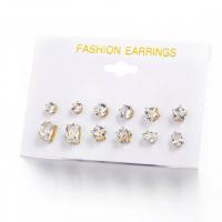 aleación de zinc Stud aretes, chapado en color dorado, para mujer & con circonia cúbica, 4mm, 5mm, 6mm, 6mm, 6mm, 7mm, 6parespareja/Grupo, Vendido por Grupo