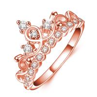 Cubic Zirconia Micro Pave Brass Finger Ring, Crown, rose gold color plated & micro pave cubic zirconia & for woman 