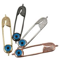 Brass Connector, plated, evil eye pattern & micro pave cubic zirconia & enamel & 1/1 loop Approx 1mm 