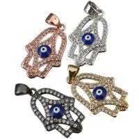 laiton Pendentif, Mal Hamsa yeux, Placage, pavé de micro zircon & émail, plus de couleurs à choisir Environ Vendu par PC