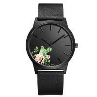 Bracelets de montre pour femmes, Cuir, avec verre & acier inoxydable, mouvement japonais, Placage, Résistant à l’eau de vie & modèles différents pour le choix, noire, 38mm Environ 10 pouce, Vendu par PC