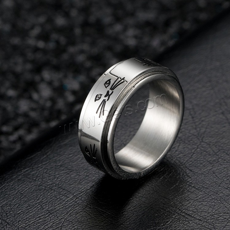 Titan Stahl Fingerring, Titanstahl, kann verdreht werden & unisex & verschiedene Größen vorhanden & Schwärzen, verkauft von PC