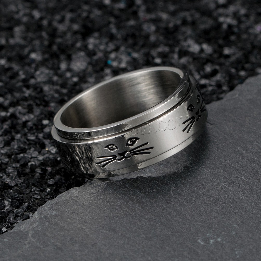 Titan Stahl Fingerring, Titanstahl, kann verdreht werden & unisex & verschiedene Größen vorhanden & Schwärzen, verkauft von PC