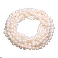 Collar de cadena del suéter de la perla de agua dulce, Perlas cultivadas de agua dulce, Patata, natural, para mujer, Blanco, 7x7mm, longitud:aproximado 61.4 Inch, Vendido por Sarta