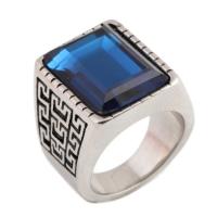 Gemstone Stainless Steel Finger Ring, with Gemstone, Unisex & blacken 7mm 