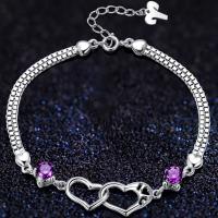 Pulseras de Plata Estelina, plata de ley 925, con 3cm extender cadena, para mujer & con diamantes de imitación, más colores para la opción, longitud:aproximado 5.9 Inch, Vendido por Sarta