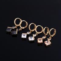 metal Huggie Pendiente aro de la gota, chapado en oro real, para mujer & con circonia cúbica, más colores para la opción, 8x28mm, Vendido por Par