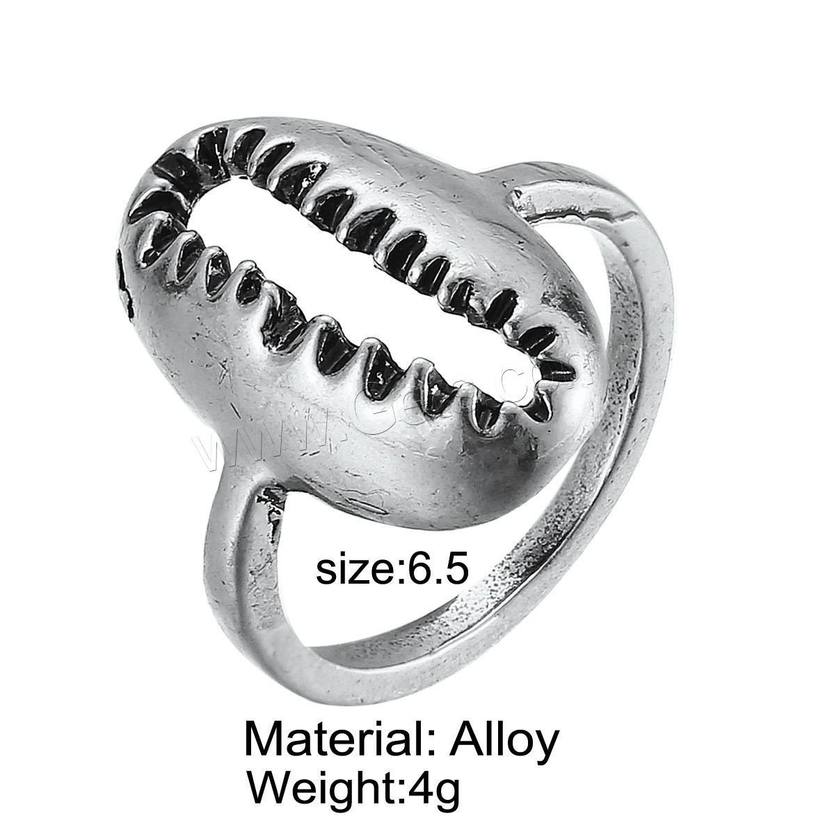 Zinc Alloy Finger Ring, Shell, plated, Unisex & different size for choice, more colors for choice, Sold By PC