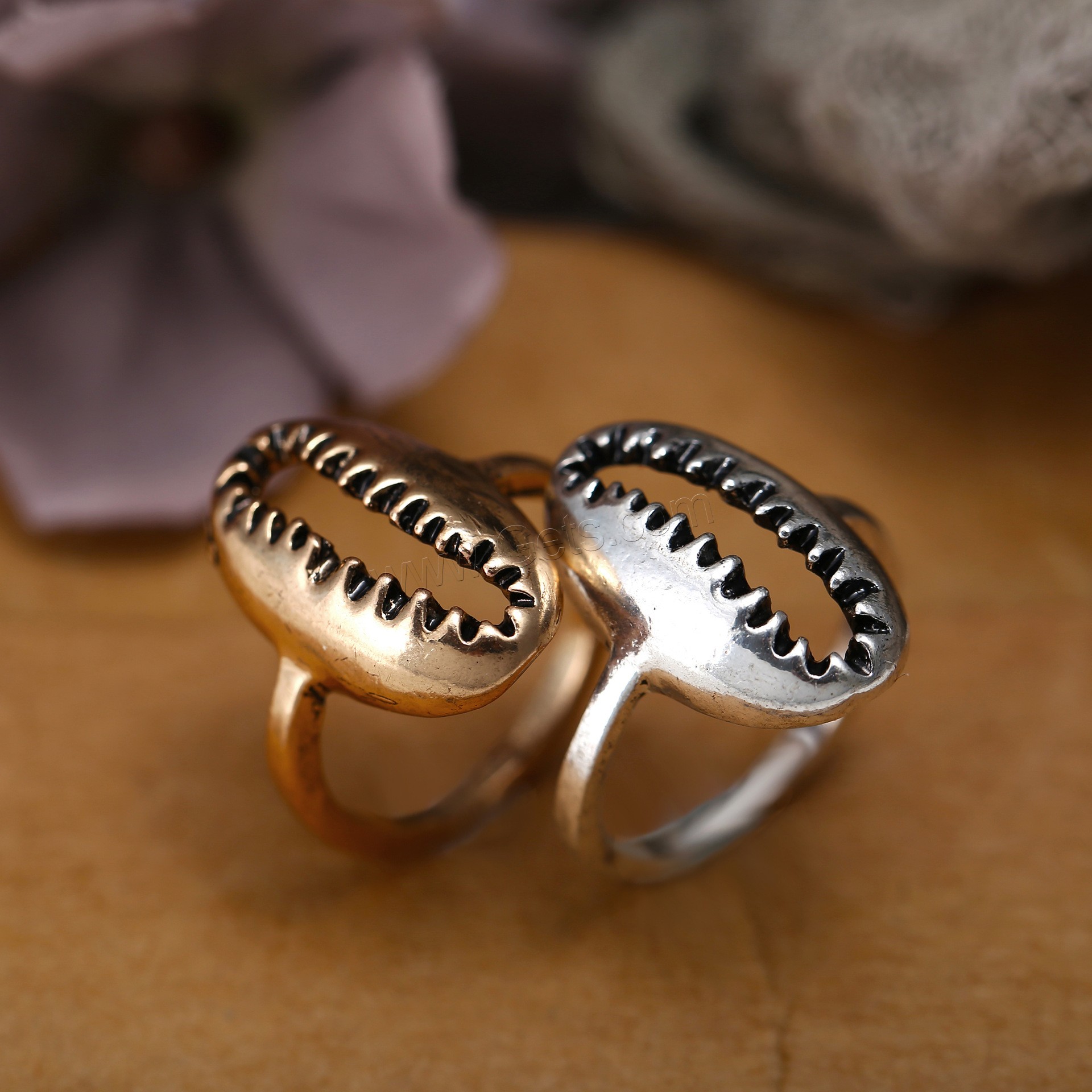 Zinc Alloy Finger Ring, Shell, plated, Unisex & different size for choice, more colors for choice, Sold By PC