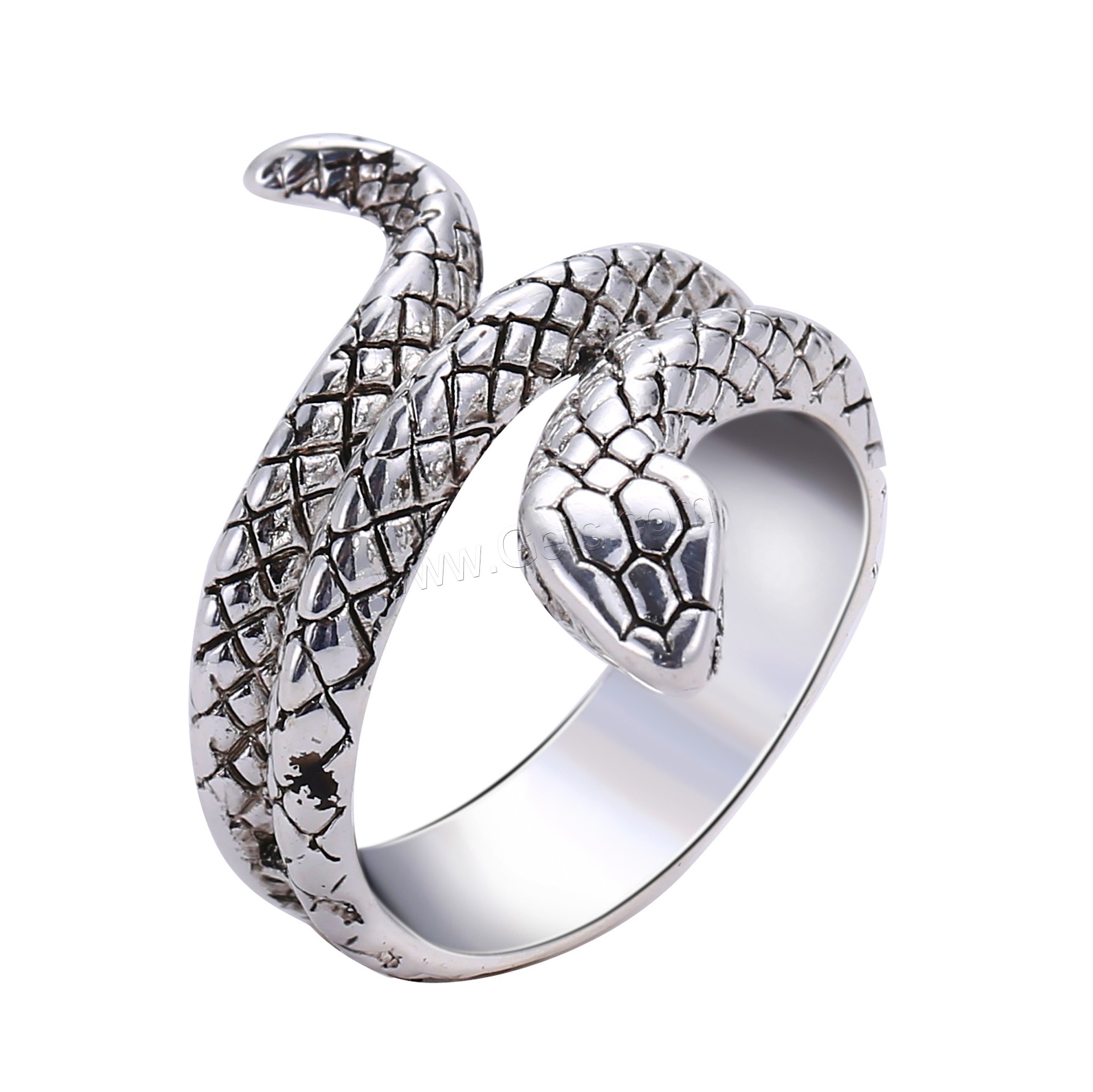 Zinc Alloy Finger Ring, Snake, antique silver color plated, Unisex & different size for choice, Sold By PC