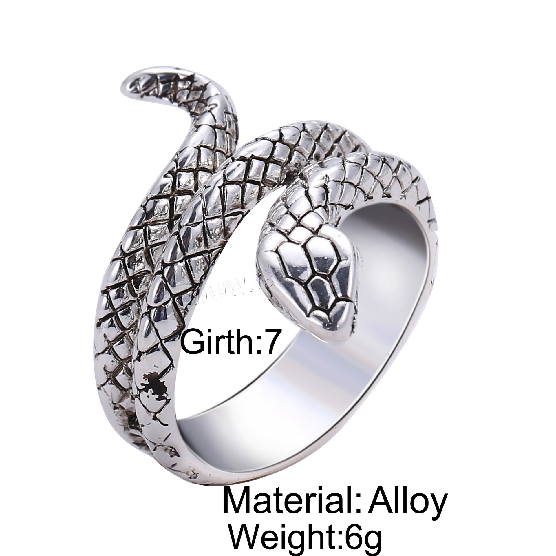 Zinc Alloy Finger Ring, Snake, antique silver color plated, Unisex & different size for choice, Sold By PC