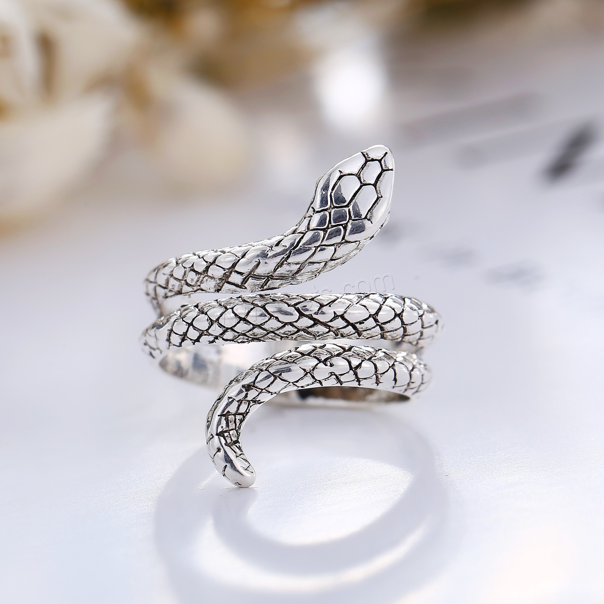 Zinc Alloy Finger Ring, Snake, antique silver color plated, Unisex & different size for choice, Sold By PC