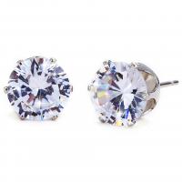 Zinc Alloy Rhinestone Stud Earring, plated, for woman & with rhinestone 8mm 