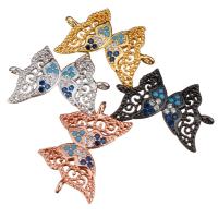 Cubic Zirconia Micro Pave Brass Connector, Butterfly, plated, micro pave cubic zirconia & 1/1 loop Approx 1mm 