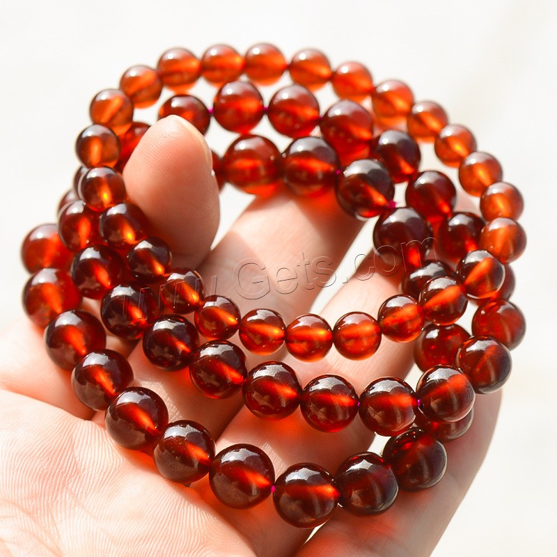 Natural Garnet Bracelet, Round, different size for choice & for woman, orange, Length:7.5 Inch, Sold By Strand