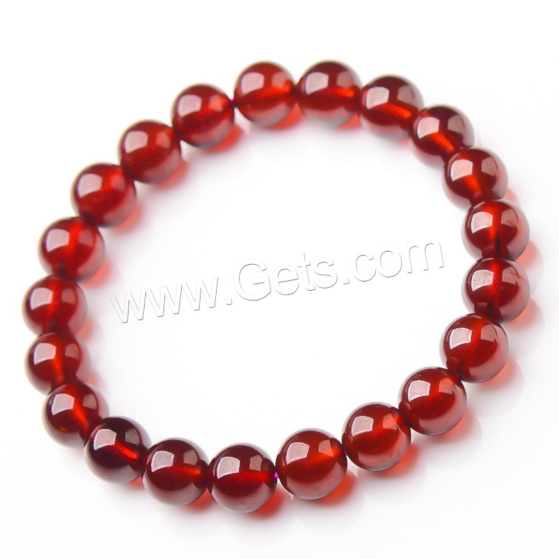 Natural Garnet Bracelet, Round, different size for choice & for woman, orange, Length:7.5 Inch, Sold By Strand