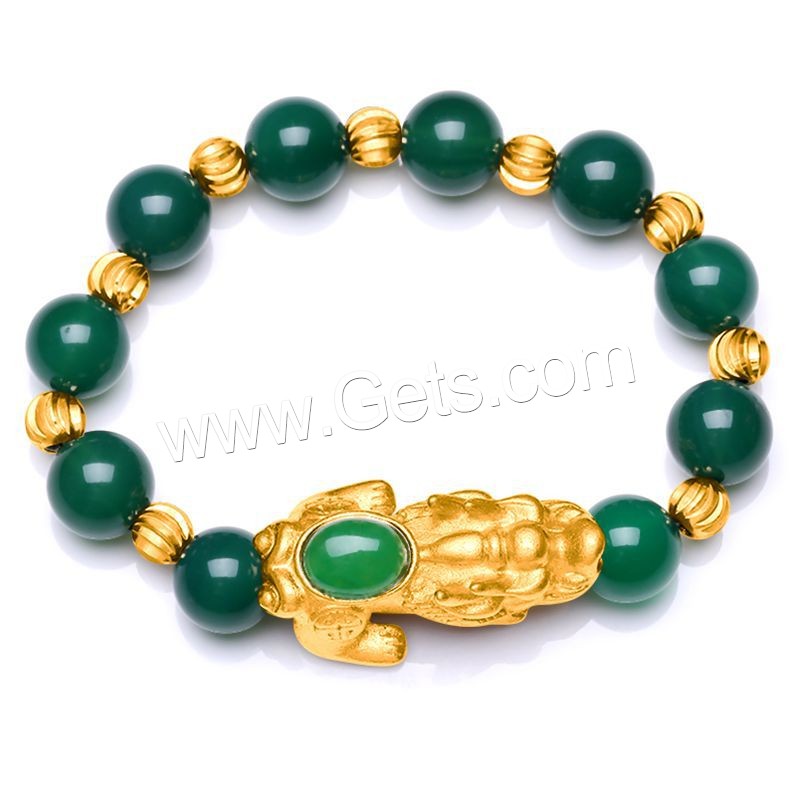 Agate Bracelets, with Brass, Mythical Wild Animal, gold color plated, Unisex & different size for choice, more colors for choice, Length:Approx 7.5 Inch, Sold By Strand