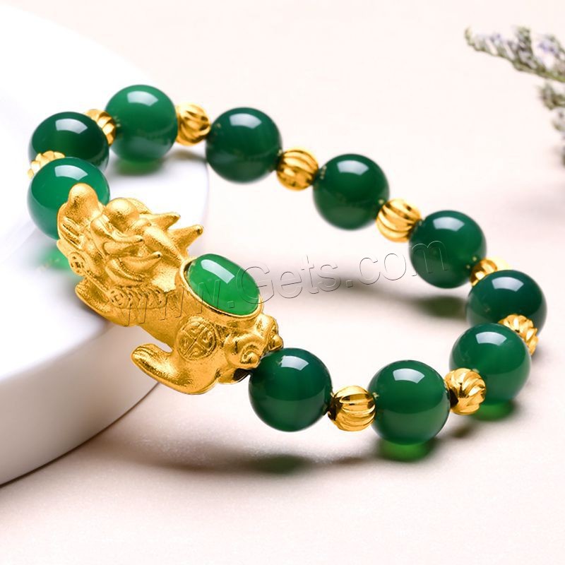 Agate Bracelets, with Brass, Mythical Wild Animal, gold color plated, Unisex & different size for choice, more colors for choice, Length:Approx 7.5 Inch, Sold By Strand