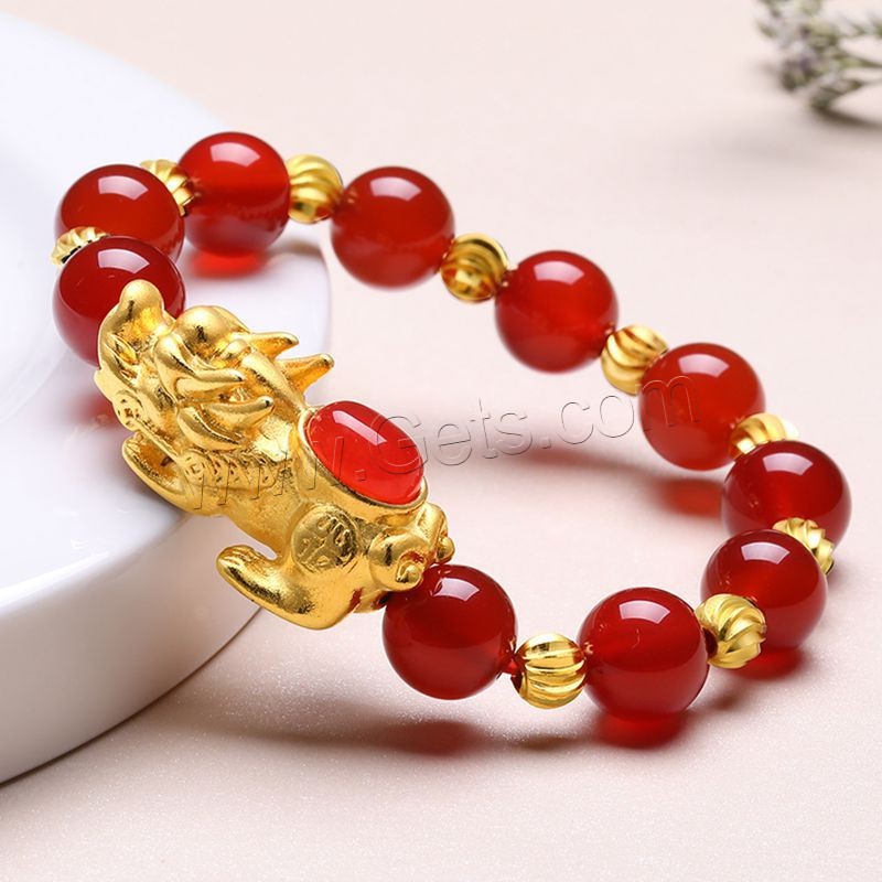 Agate Bracelets, with Brass, Mythical Wild Animal, gold color plated, Unisex & different size for choice, more colors for choice, Length:Approx 7.5 Inch, Sold By Strand