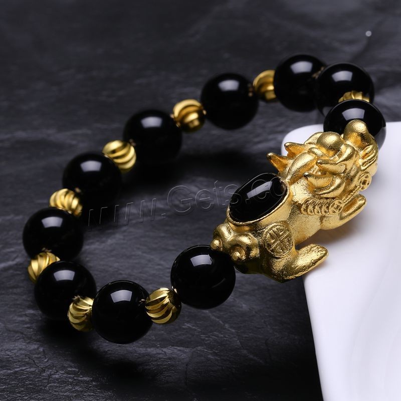 Agate Bracelets, with Brass, Mythical Wild Animal, gold color plated, Unisex & different size for choice, more colors for choice, Length:Approx 7.5 Inch, Sold By Strand