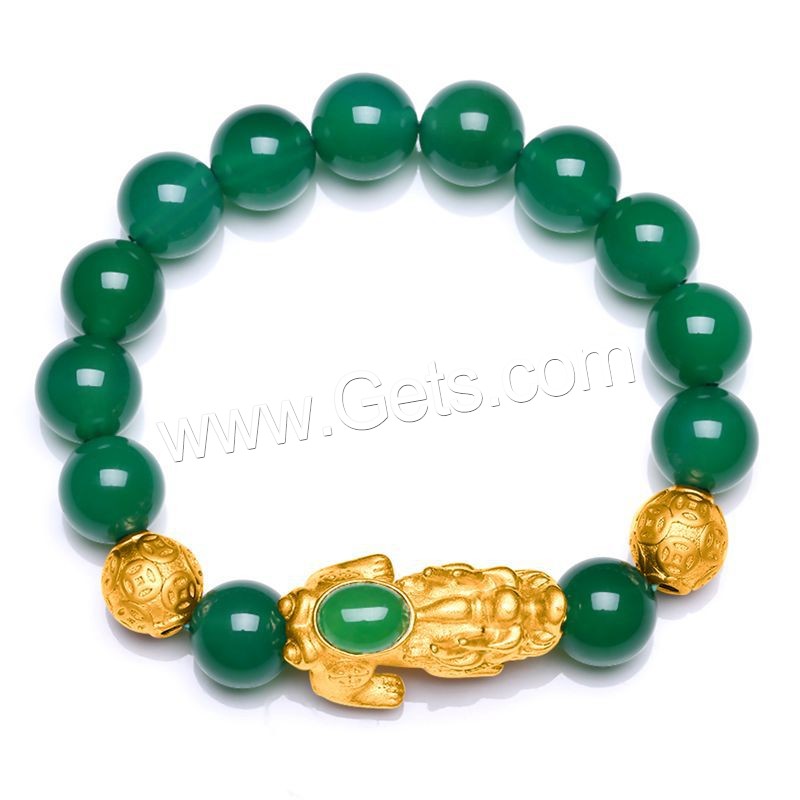 Agate Bracelets, with Brass, Mythical Wild Animal, gold color plated, Unisex & different size for choice, more colors for choice, Length:Approx 7.5 Inch, Sold By Strand