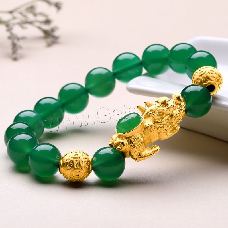 Agate Bracelets, with Brass, Mythical Wild Animal, gold color plated, Unisex & different size for choice, more colors for choice, Length:Approx 7.5 Inch, Sold By Strand