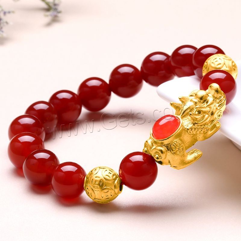 Agate Bracelets, with Brass, Mythical Wild Animal, gold color plated, Unisex & different size for choice, more colors for choice, Length:Approx 7.5 Inch, Sold By Strand