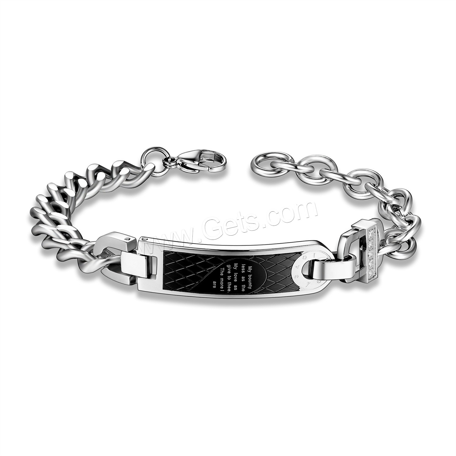 acier inoxydable bracelet, Placage, longueur différente pour le choix & chaîne ovale & pour le couple & avec strass, plus de couleurs à choisir, Vendu par brin