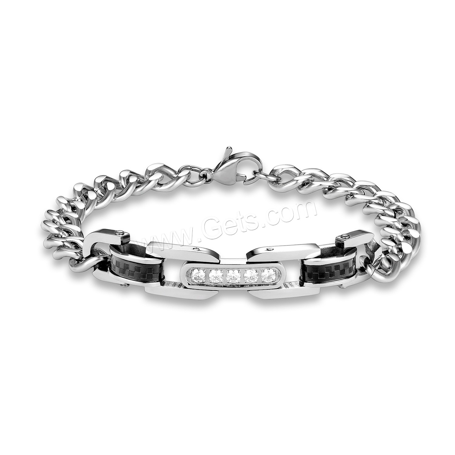 acier inoxydable bracelet, Placage, longueur différente pour le choix & chaîne ovale & pour le couple & avec strass, plus de couleurs à choisir, Vendu par brin