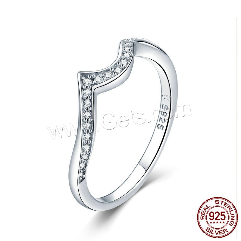 Befestigter Zirkonia Sterlingsilber Fingerring, 925 Sterling Silber, platiniert, Micro pave Zirkonia & für Frau, Größe:6-8, verkauft von PC