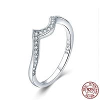 Zircon pavent argent sterling Bague, argent sterling 925, Plaqué de platine, pavé de micro zircon & pour femme Vendu par PC