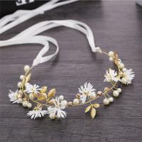 Diadema de Novia, paño, con Perlas plásticas & aleación de zinc, margaritamaya, chapado en color dorado, para novia & con diamantes de imitación, más colores para la opción, 330mm, Vendido por UD