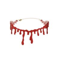 Mode Collier Choker, résine, avec alliage de zinc, avec 1.6lnch chaînes de rallonge, Placage de couleur argentée, pour femme & émail, rouge Environ 12.6 pouce, Vendu par brin