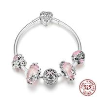 Bracelet chaîne European en argent pur, Argent sterling 925, avec chalumeau, chaîne serpent & pavé de micro zircon & pour femme Environ 6.7 pouce, Vendu par brin