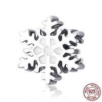 perles pandore en argent fin Thaïlandais sans hélice, Thaïlande, flocon de neige, sans filetage & émail Environ 4.5-5mm, Vendu par PC