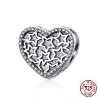 perles pandore en argent fin Thaïlandais sans hélice, Thaïlande, coeur, sans filetage Environ 4.5-5mm, Vendu par PC